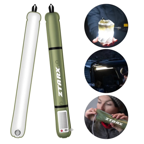 Ztarx Large Inflatable Solar LED Tube Waterproof Lighting for Camping and Photography