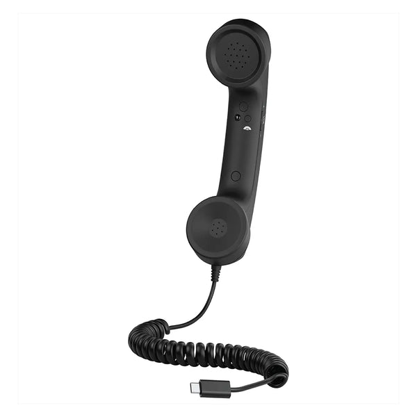 Porodo Classic Retro Phone Handset with Type-C Connector - Black