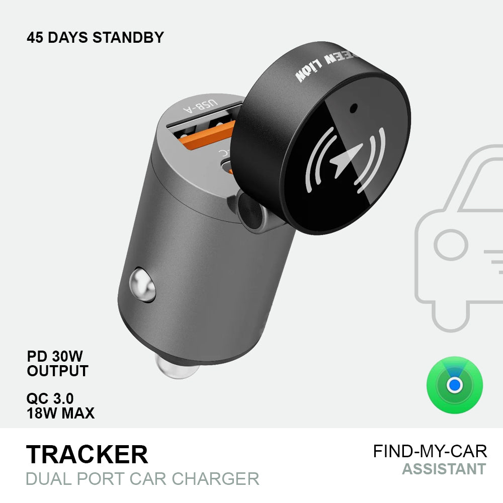 Green Lion Dual-Port Fast Car Charger with Integrated Global Car Tracking System