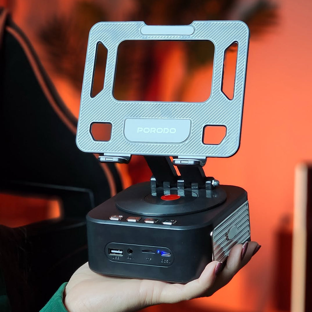 Porodo Lifestyle Multifunctional Tablet Stand with Speaker & Power Bank