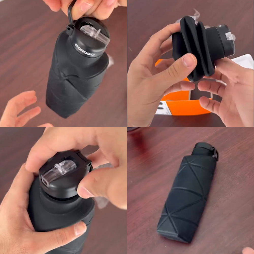 Porodo Lifestyle Fold-Flat Leakproof 700ml Silicone Bottle with Straw