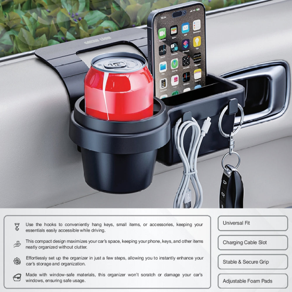 Green Lion 4-in-1 Car Window Organizer – Phone, Cup & Key Holder