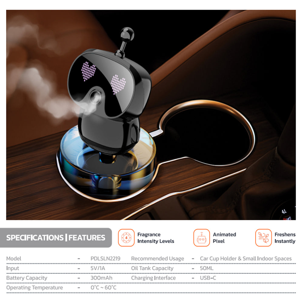 Porodo Lifestyle Robovibe Smart Car Aroma Diffuser - 4 Intensity Levels
