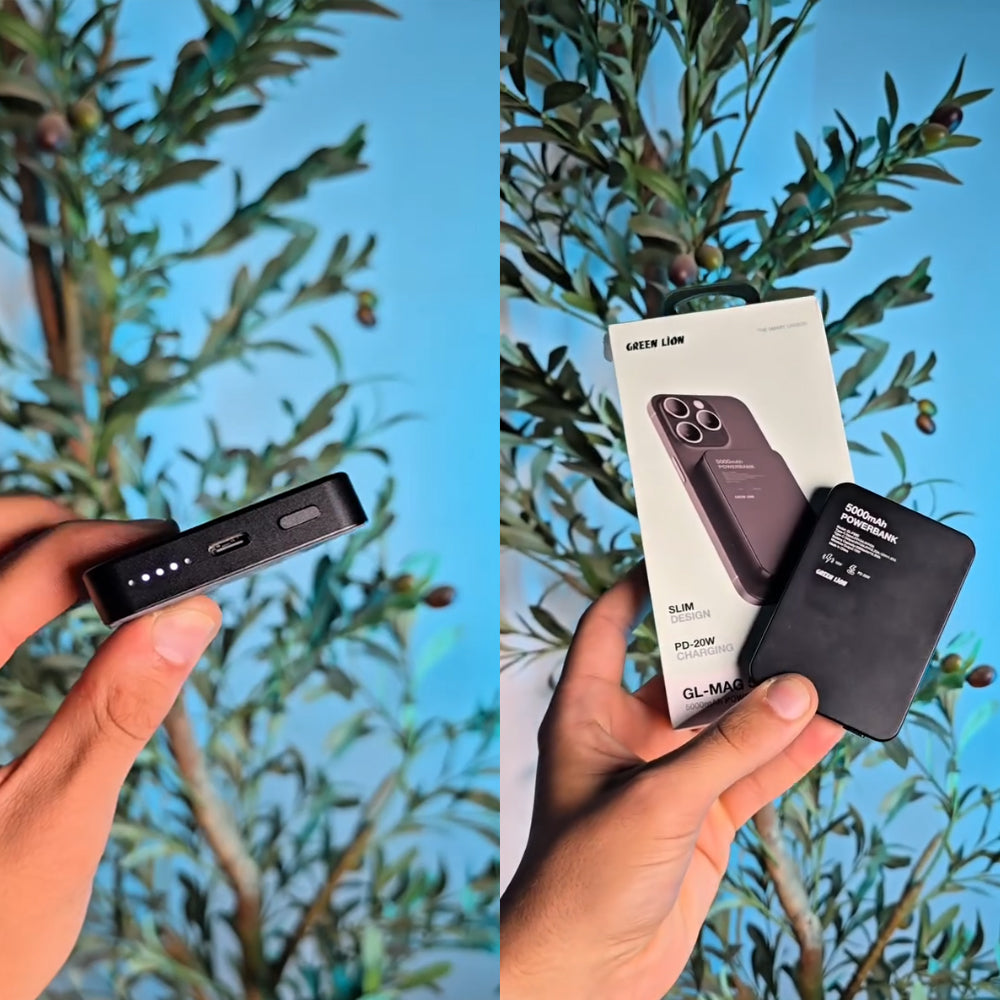 Mag-5 Power Bank 5000mAh ,20W Fast Charge Dual Charge Options Wireless & Type C