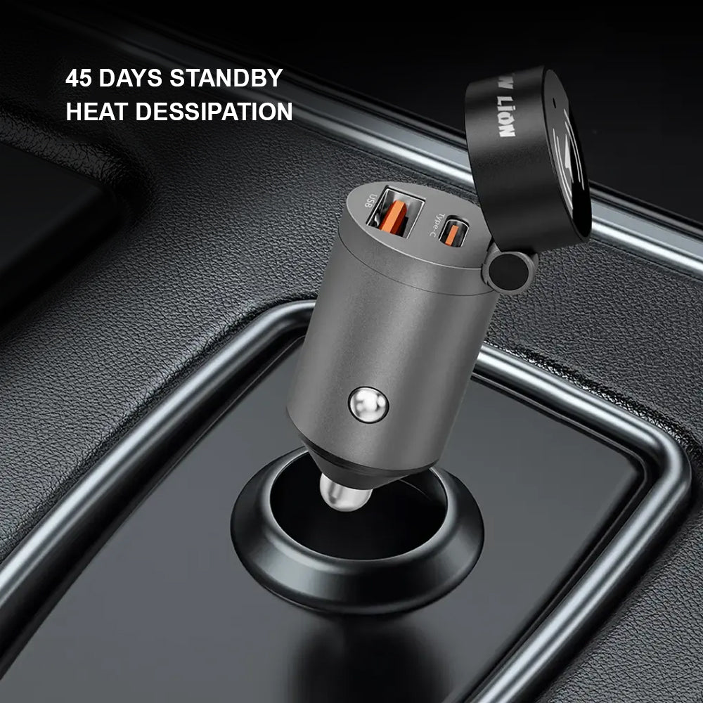 Green Lion Dual-Port Fast Car Charger with Integrated Global Car Tracking System