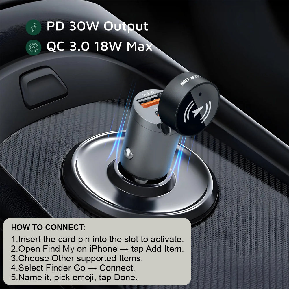 Green Lion Dual-Port Fast Car Charger with Integrated Global Car Tracking System