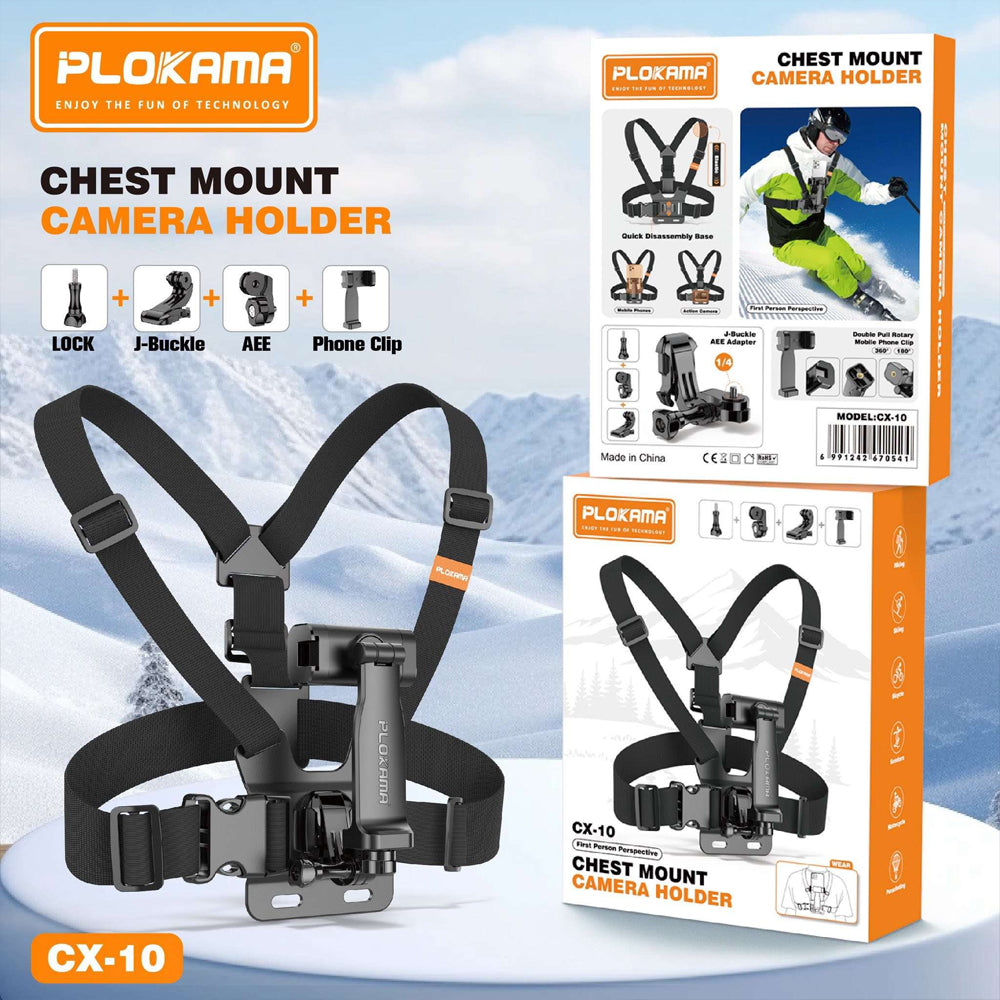 Plokama Adjustable Chest Strap Camera Mount for Stable First-Person Shots